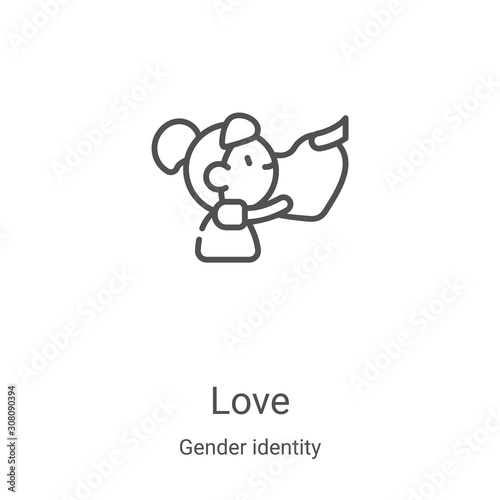 love icon vector from gender identity collection. Thin line love outline icon vector illustration. Linear symbol for use on web and mobile apps, logo, print media