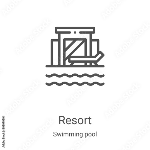 resort icon vector from swimming pool collection. Thin line resort outline icon vector illustration. Linear symbol for use on web and mobile apps, logo, print media