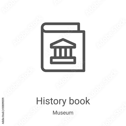 history book icon vector from museum collection. Thin line history book outline icon vector illustration. Linear symbol for use on web and mobile apps, logo, print media