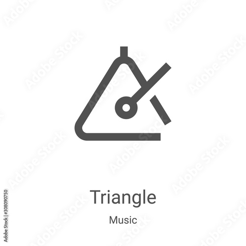 triangle icon vector from music collection. Thin line triangle outline icon vector illustration. Linear symbol for use on web and mobile apps, logo, print media