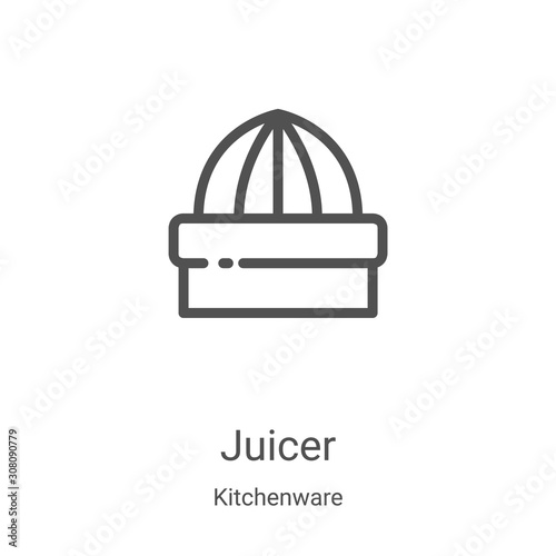 juicer icon vector from kitchenware collection. Thin line juicer outline icon vector illustration. Linear symbol for use on web and mobile apps, logo, print media