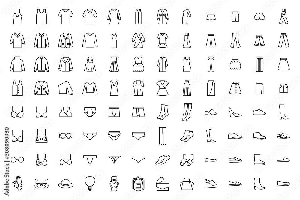 Картината върху платно Clothes icons set