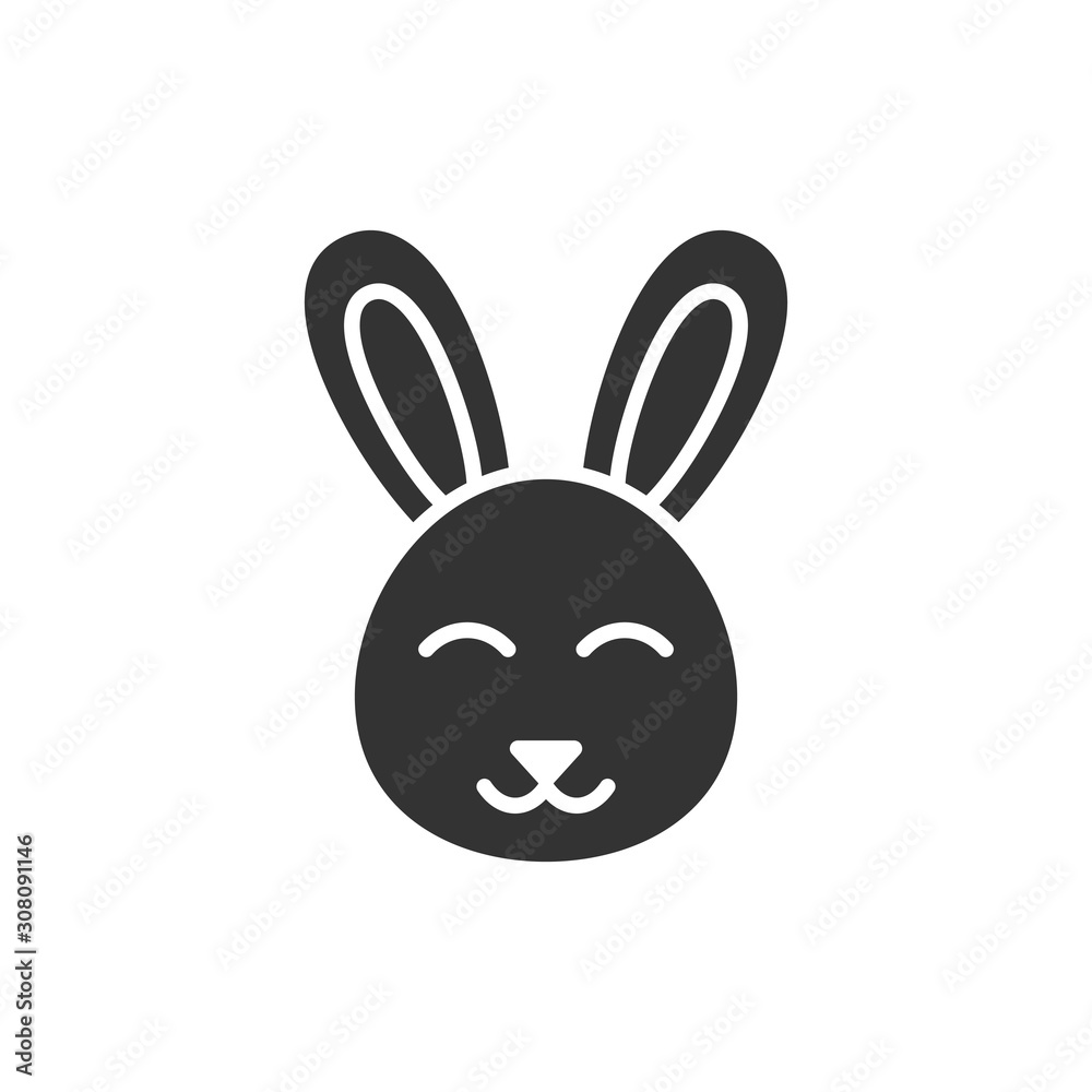 Rabbit icon in flat style. Bunny vector illustration on white isolated background. Happy easter business concept.