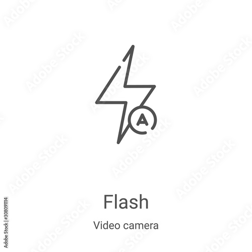 flash icon vector from video camera collection. Thin line flash outline icon vector illustration. Linear symbol for use on web and mobile apps, logo, print media