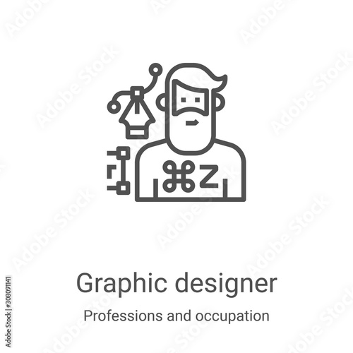graphic designer icon vector from professions and occupation collection. Thin line graphic designer outline icon vector illustration. Linear symbol for use on web and mobile apps, logo, print media