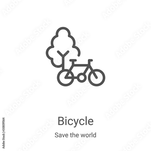 bicycle icon vector from save the world collection. Thin line bicycle outline icon vector illustration. Linear symbol for use on web and mobile apps, logo, print media