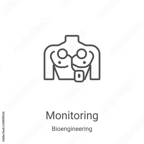 monitoring icon vector from bioengineering collection. Thin line monitoring outline icon vector illustration. Linear symbol for use on web and mobile apps, logo, print media
