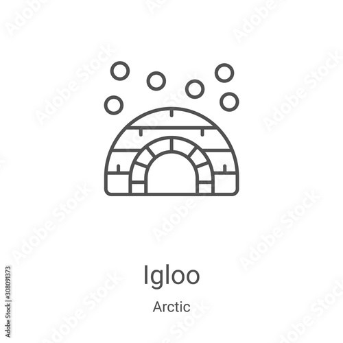 igloo icon vector from arctic collection. Thin line igloo outline icon vector illustration. Linear symbol for use on web and mobile apps, logo, print media