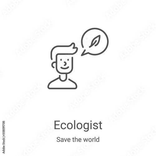 Ecologist icon vector from save the world collection. Thin line Ecologist outline icon vector illustration. Linear symbol for use on web and mobile apps, logo, print media