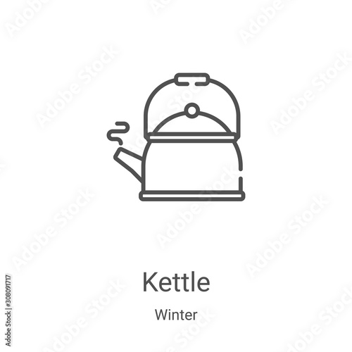 kettle icon vector from winter collection. Thin line kettle outline icon vector illustration. Linear symbol for use on web and mobile apps, logo, print media