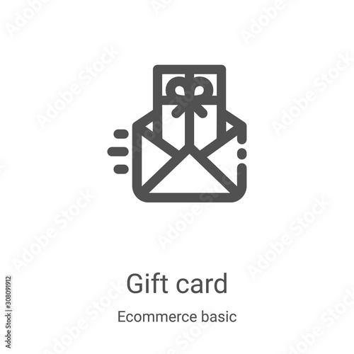 gift card icon vector from ecommerce basic collection. Thin line gift card outline icon vector illustration. Linear symbol for use on web and mobile apps, logo, print media