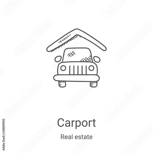 Carport icon vector from real estate collection. Thin line Carport outline icon vector illustration. Linear symbol for use on web and mobile apps, logo, print media