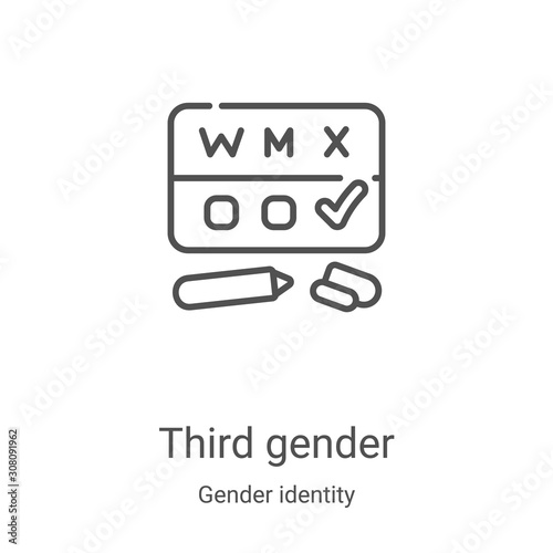 third gender icon vector from gender identity collection. Thin line third gender outline icon vector illustration. Linear symbol for use on web and mobile apps, logo, print media photo