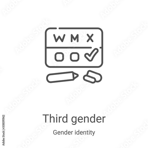 third gender icon vector from gender identity collection. Thin line third gender outline icon vector illustration. Linear symbol for use on web and mobile apps, logo, print media