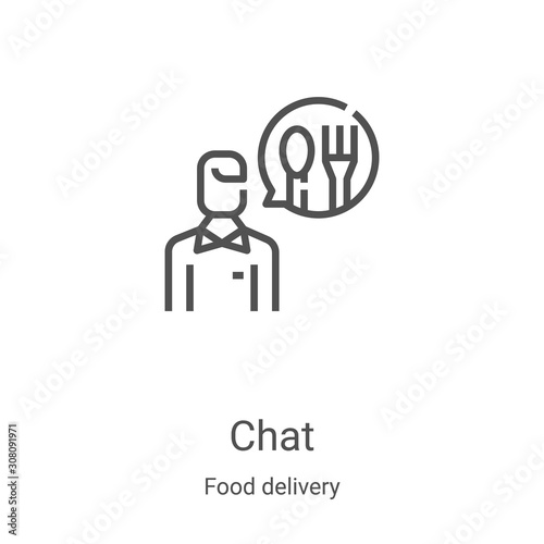 chat icon vector from food delivery collection. Thin line chat outline icon vector illustration. Linear symbol for use on web and mobile apps, logo, print media