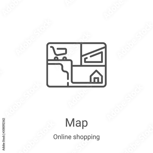 map icon vector from online shopping collection. Thin line map outline icon vector illustration. Linear symbol for use on web and mobile apps, logo, print media