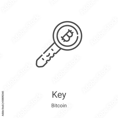 key icon vector from bitcoin collection. Thin line key outline icon vector illustration. Linear symbol for use on web and mobile apps, logo, print media
