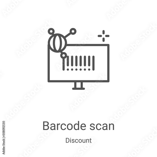 barcode scan icon vector from discount collection. Thin line barcode scan outline icon vector illustration. Linear symbol for use on web and mobile apps, logo, print media