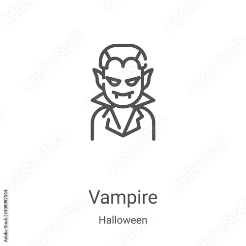 vampire icon vector from halloween collection. Thin line vampire outline icon vector illustration. Linear symbol for use on web and mobile apps, logo, print media