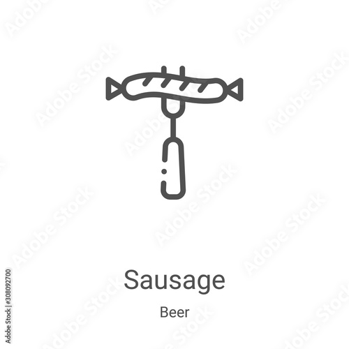 sausage icon vector from beer collection. Thin line sausage outline icon vector illustration. Linear symbol for use on web and mobile apps, logo, print media