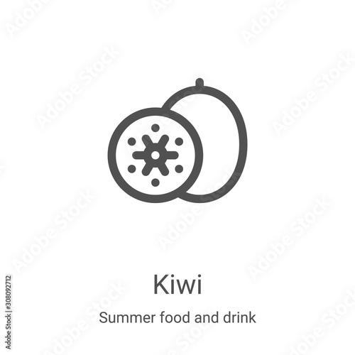 kiwi icon vector from summer food and drink collection. Thin line kiwi outline icon vector illustration. Linear symbol for use on web and mobile apps, logo, print media