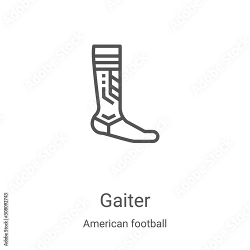 gaiter icon vector from american football collection. Thin line gaiter outline icon vector illustration. Linear symbol for use on web and mobile apps, logo, print media