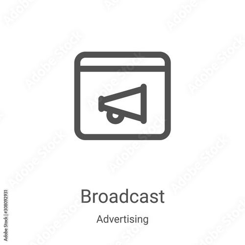 Broadcast icon vector from advertising collection. Thin line Broadcast outline icon vector illustration. Linear symbol for use on web and mobile apps, logo, print media