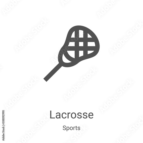 lacrosse icon vector from sports collection. Thin line lacrosse outline icon vector illustration. Linear symbol for use on web and mobile apps, logo, print media