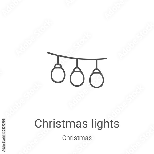 christmas lights icon vector from christmas collection. Thin line christmas lights outline icon vector illustration. Linear symbol for use on web and mobile apps, logo, print media