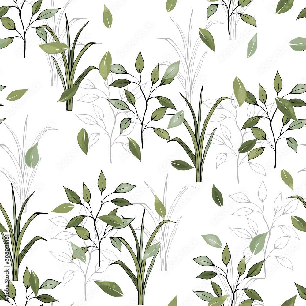 Botanical hipster, rustic seamless print for wedding cards. Nature floral background greenery pattern in hand drawn watercolor style. Vector foliage with jungle tropical leaf and summer flowers. Botanical hipster, rustic seamless print for wedding cards. Nature floral background greenery pattern in hand drawn watercolor style. Vector foliage with jungle tropical leaf and summer flowers.