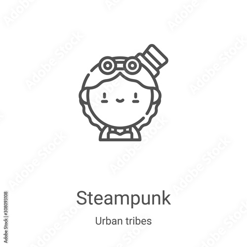 steampunk icon vector from urban tribes collection. Thin line steampunk outline icon vector illustration. Linear symbol for use on web and mobile apps, logo, print media