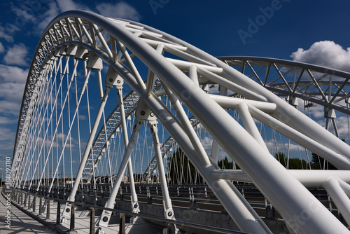 New Strandherd Armstrong steel suspension bridge over the Rideau River south of Ottawa