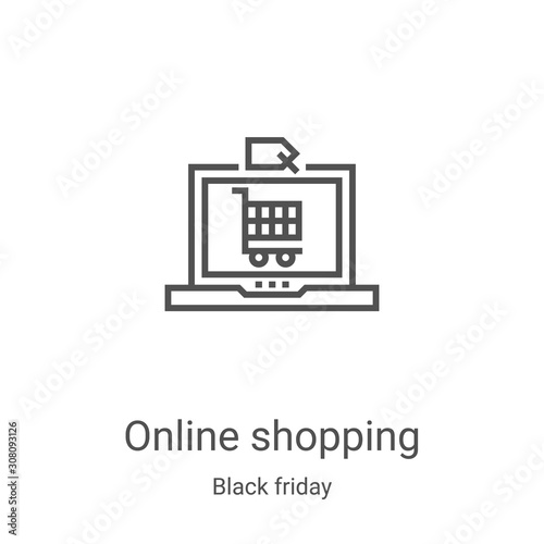 online shopping icon vector from black friday collection. Thin line online shopping outline icon vector illustration. Linear symbol for use on web and mobile apps, logo, print media