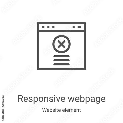 responsive webpage icon vector from website element collection. Thin line responsive webpage outline icon vector illustration. Linear symbol for use on web and mobile apps, logo, print media