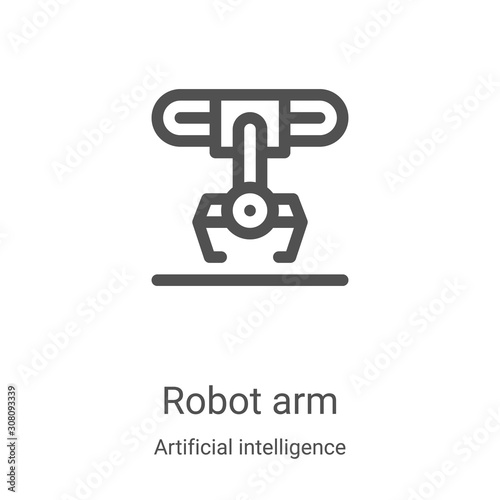 robot arm icon vector from artificial intelligence collection. Thin line robot arm outline icon vector illustration. Linear symbol for use on web and mobile apps, logo, print media