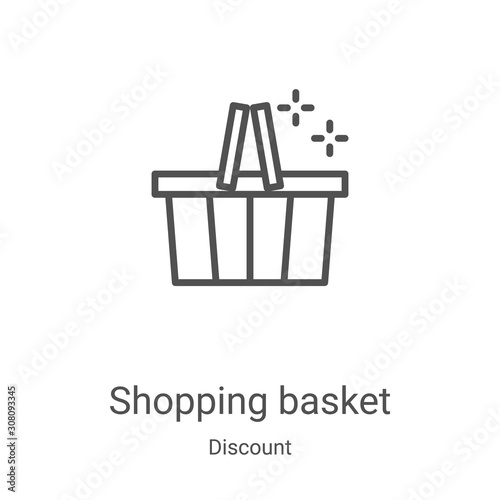 shopping basket icon vector from discount collection. Thin line shopping basket outline icon vector illustration. Linear symbol for use on web and mobile apps, logo, print media