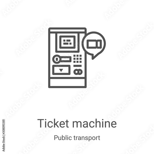 ticket machine icon vector from public transport collection. Thin line ticket machine outline icon vector illustration. Linear symbol for use on web and mobile apps, logo, print media