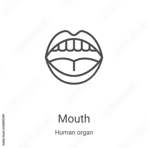 mouth icon vector from human organ collection. Thin line mouth outline icon vector illustration. Linear symbol for use on web and mobile apps, logo, print media