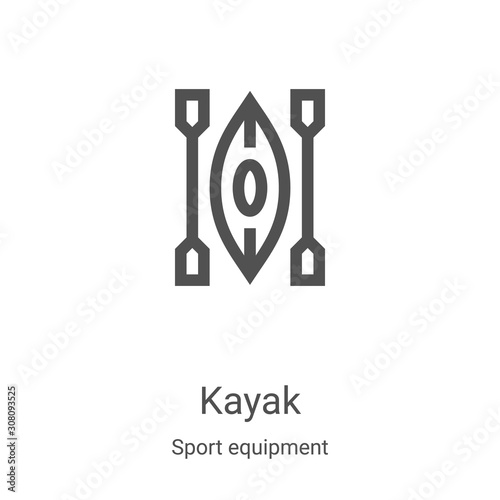 kayak icon vector from sport equipment collection. Thin line kayak outline icon vector illustration. Linear symbol for use on web and mobile apps, logo, print media