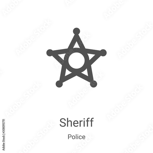sheriff icon vector from police collection. Thin line sheriff outline icon vector illustration. Linear symbol for use on web and mobile apps, logo, print media
