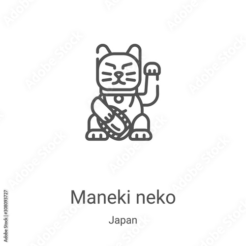maneki neko icon vector from japan collection. Thin line maneki neko outline icon vector illustration. Linear symbol for use on web and mobile apps, logo, print media