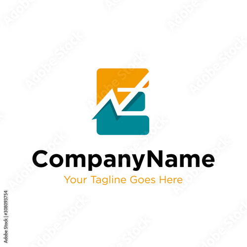 letter E trade marketing logo design vector. initial E and chart diagram graphic concept. company, corporate, business, finance symbol icon