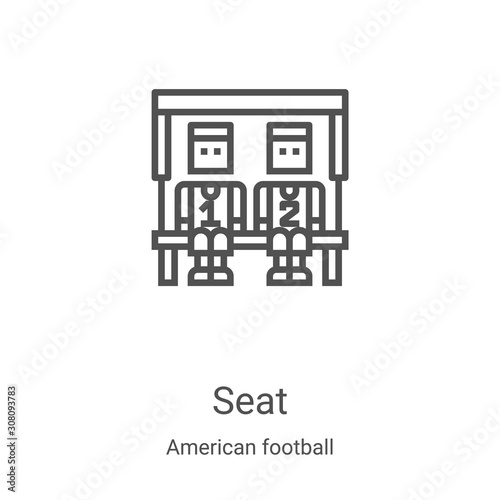 seat icon vector from american football collection. Thin line seat outline icon vector illustration. Linear symbol for use on web and mobile apps, logo, print media