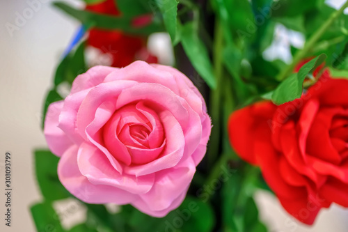Rose artificial flowers is maked by hand. It s decoration