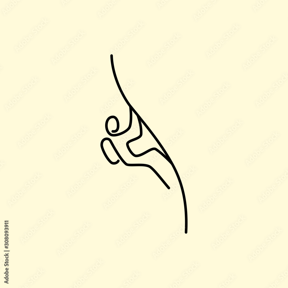 Vecteur Stock simple modern line art, outline Rock climbing logo design  vector template illustration. rock climber, adventure symbol icon