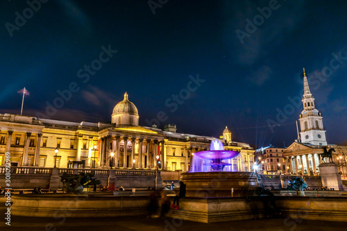 Trafalgar Square at Night, London. UK