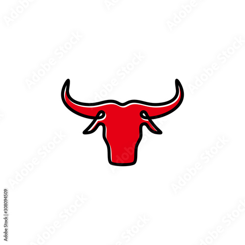 simple minimalist monoline, outline, line art bull, cow, buffalo logo design vector template illustration. animal wildlife symbol icon