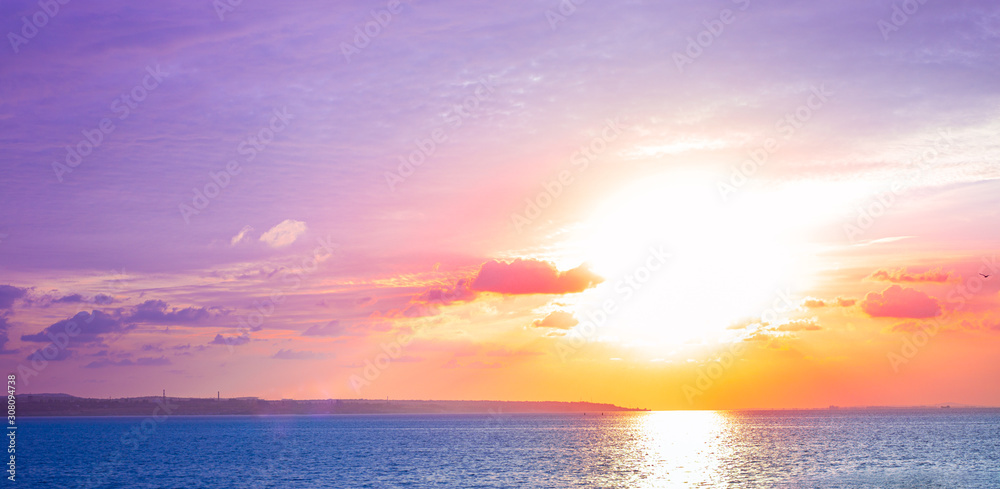 lilac sunset over the sea