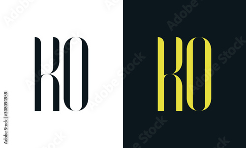Abstract line art letter KO logo. This logo icon incorporate with two letter in the creative way. It will be suitable for Restaurant, Royalty, Boutique, Hotel, Heraldic, Jewelry.
