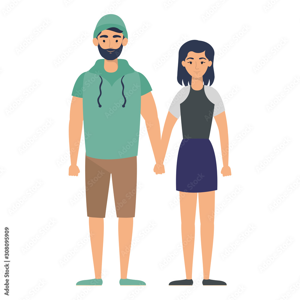 Fototapeta premium young lovers couple avatars characters